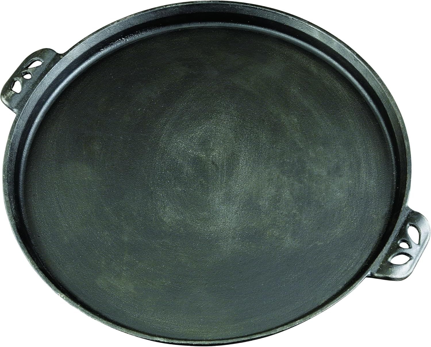 Black Cast Iron 14-Inch Pizza Pan with Handles