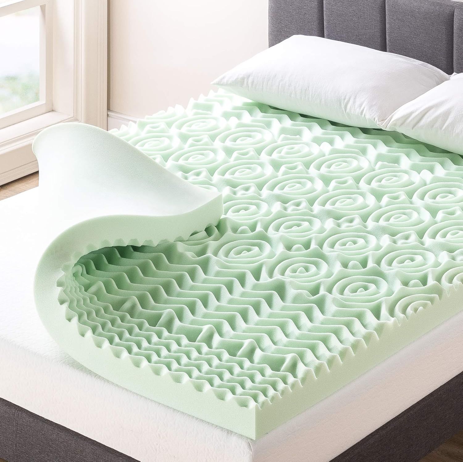 Twin Green Tea Infused 4-Inch Memory Foam Mattress Topper