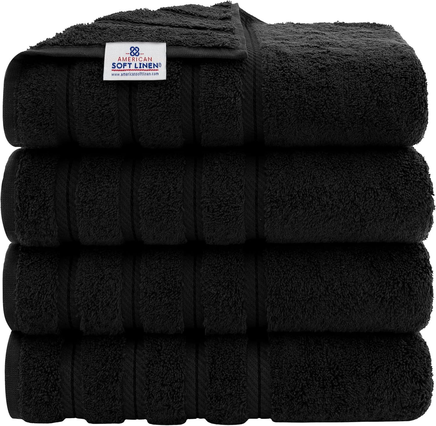 Luxury Extra Large Black Turkish Cotton Bath Towel Set