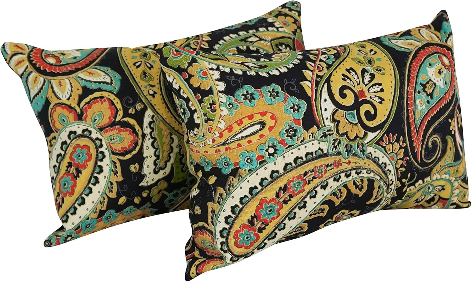 Hadia Franco Noir Rectangular Spun Polyester Outdoor Lumbar Pillow Set