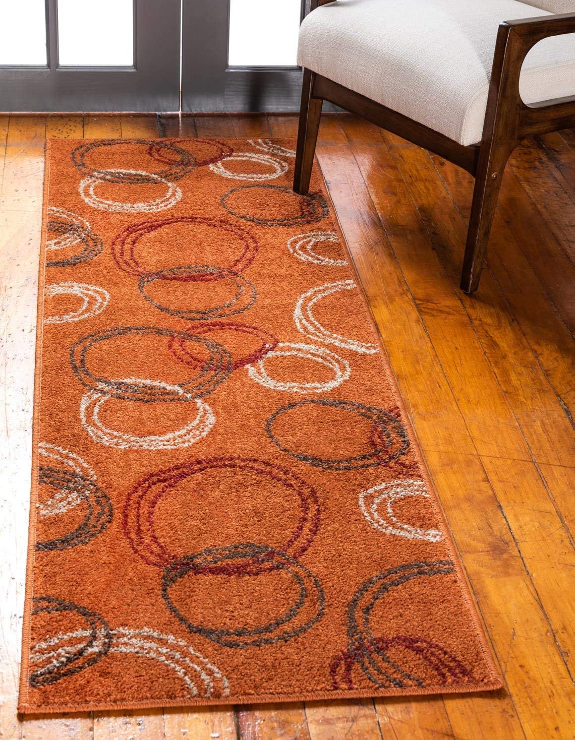 Terracotta Abstract Stain-Resistant Runner Rug