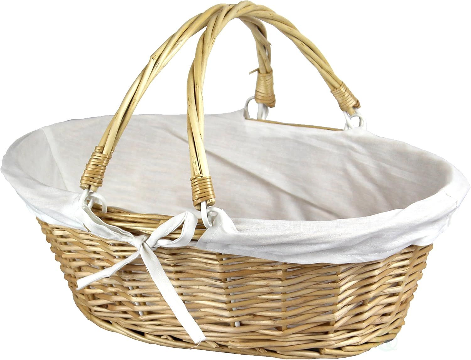 Elegant Oval Wicker Storage Basket with Fabric Lining