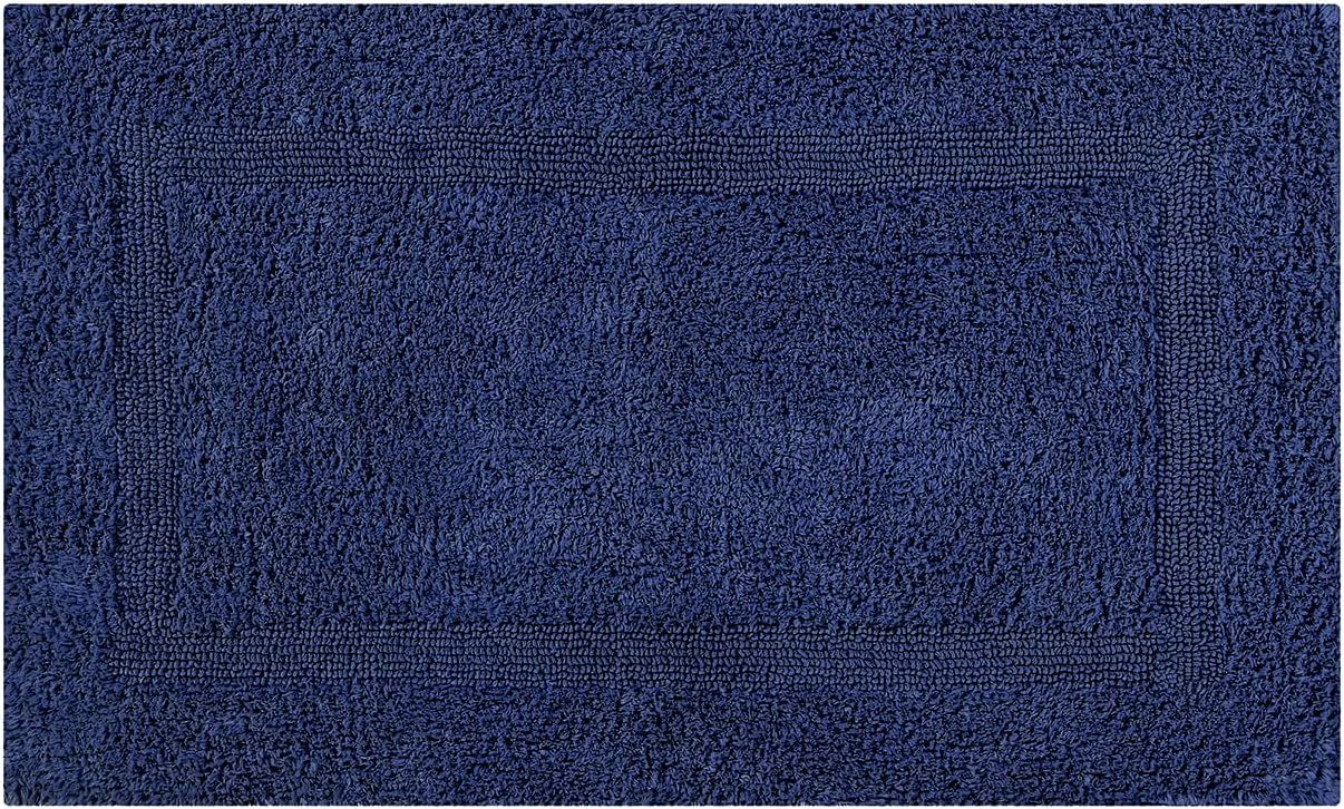 Navy Cotton Reversible Tufted Bath Mat Rug 24" x 40"