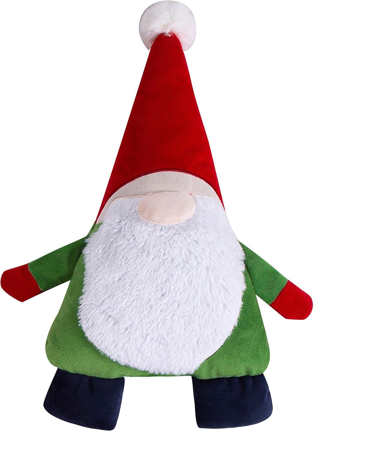 Festive Gnome Shaped Holiday Pillow with Faux Fur Beard