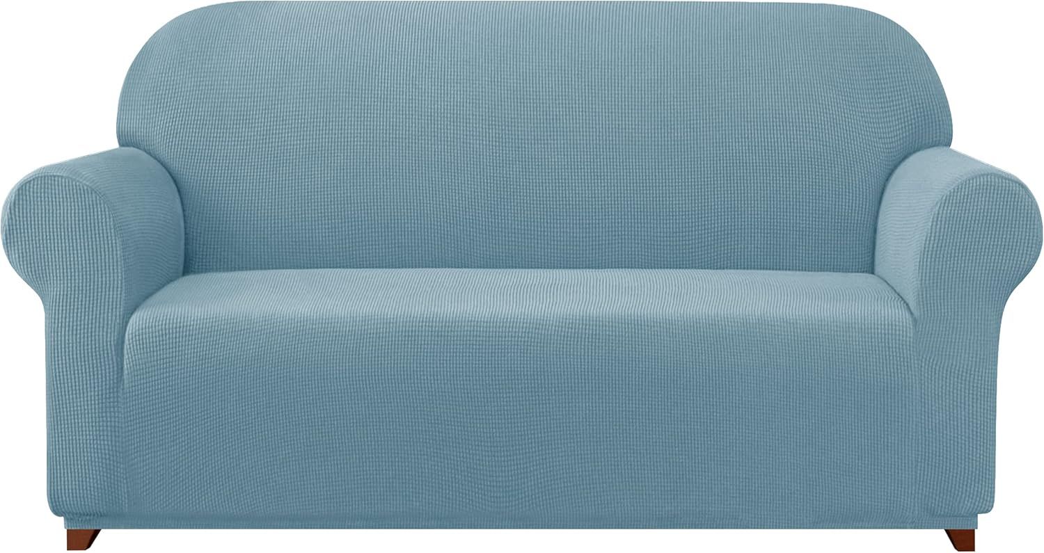 Steel Blue Stretch Fit Polyester Sofa Cover Set