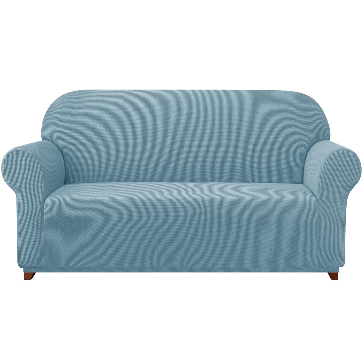 Steel Blue Stretch Fit Polyester Sofa Cover Set