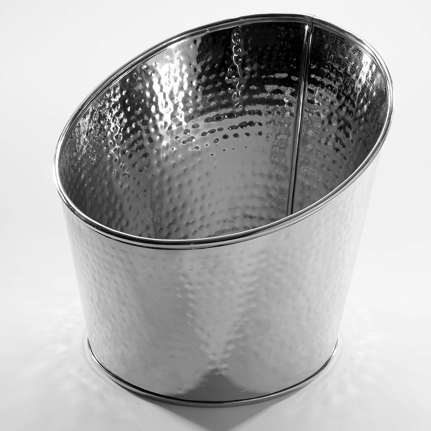 Hammered Stainless Steel Angled Beverage Tub, 8 Inches