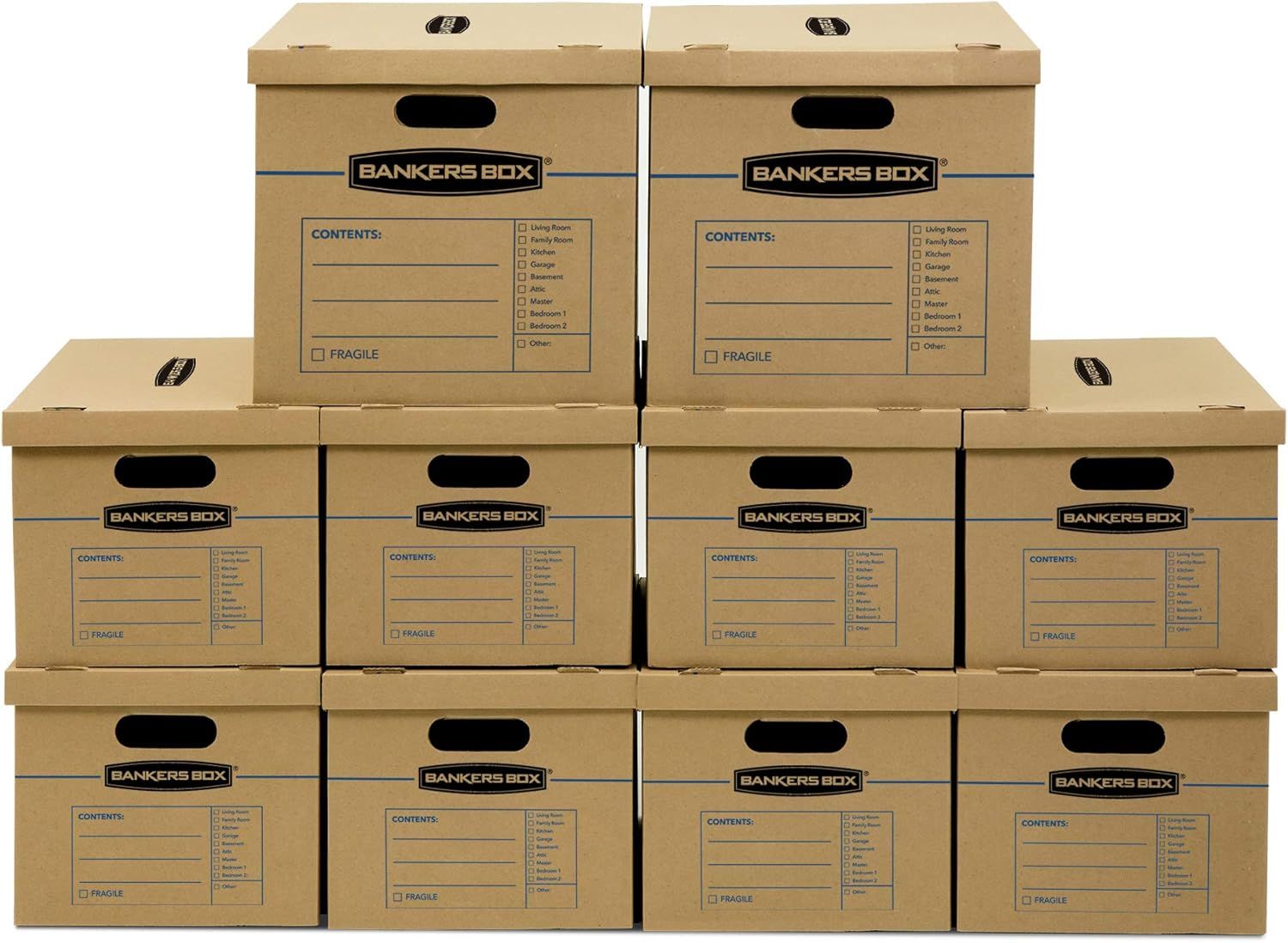 Tape-Free Assembly Brown Cardboard Moving Box Kit, 10 Pack