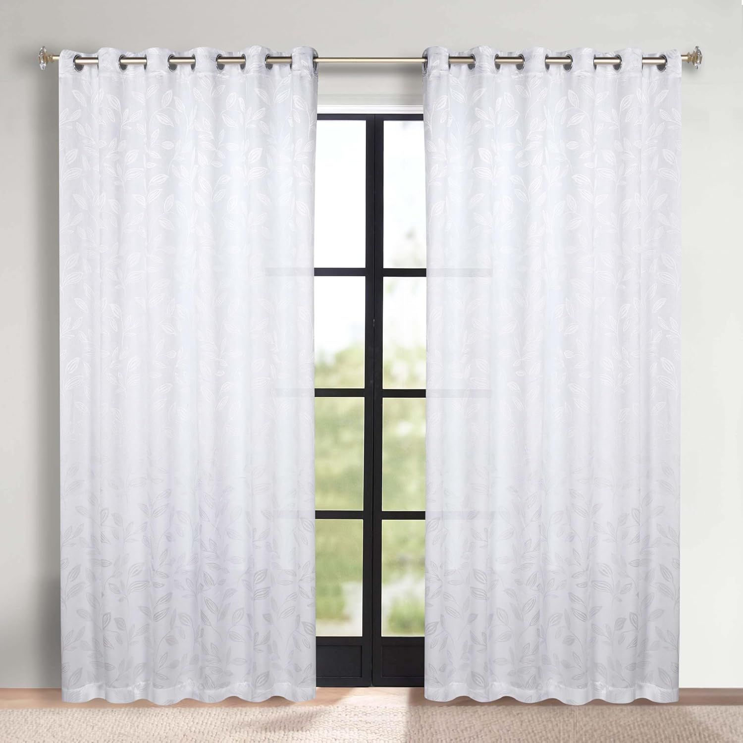 White Polyester Blackout Grommet Curtains 70" x 63"