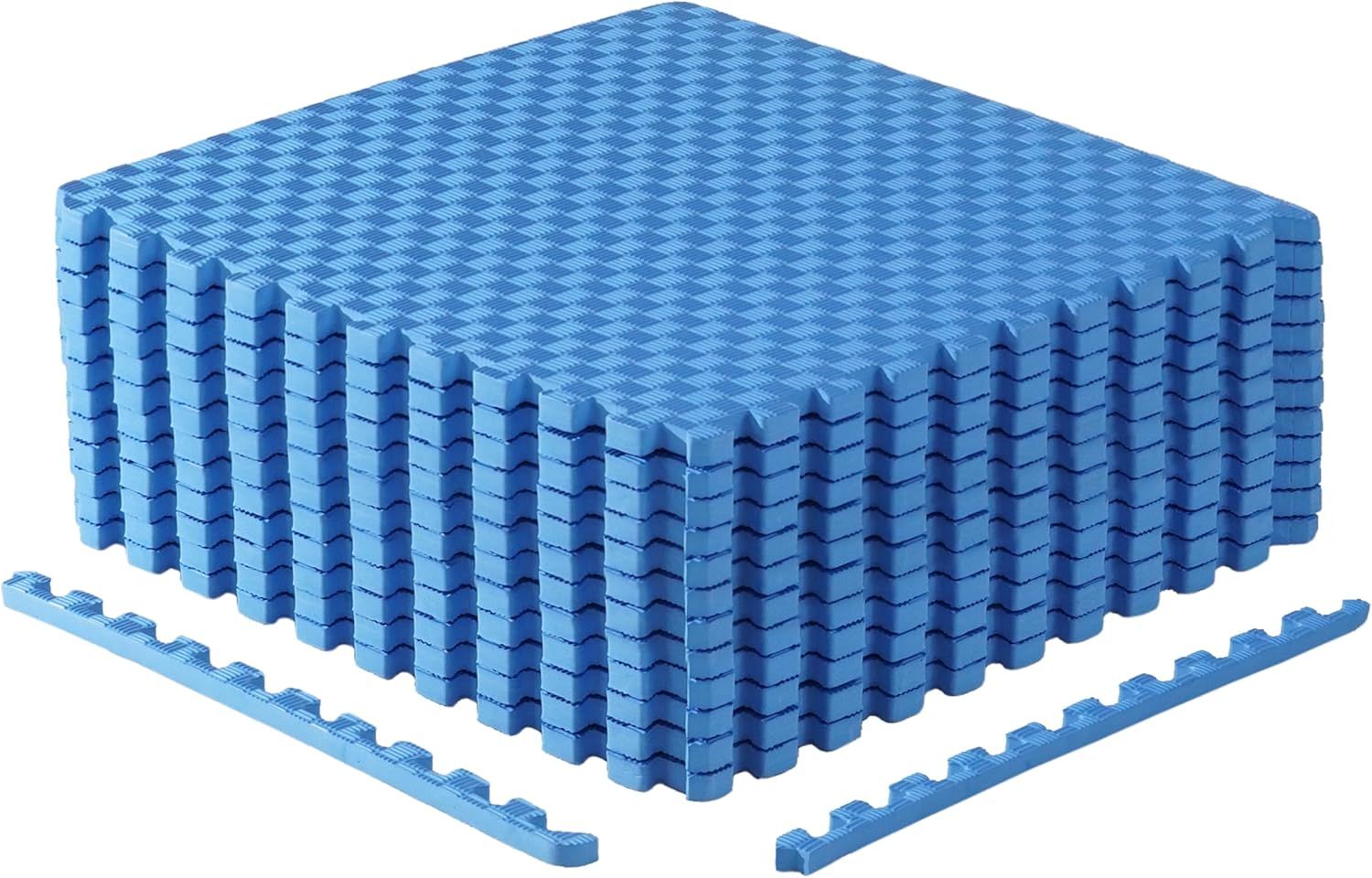 Blue EVA Foam Interlocking Gym Floor Tiles, 24" x 24"