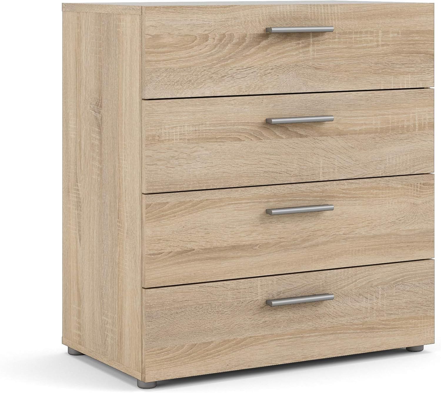 Austin Oak 4-Drawer Chest with Silver Handles