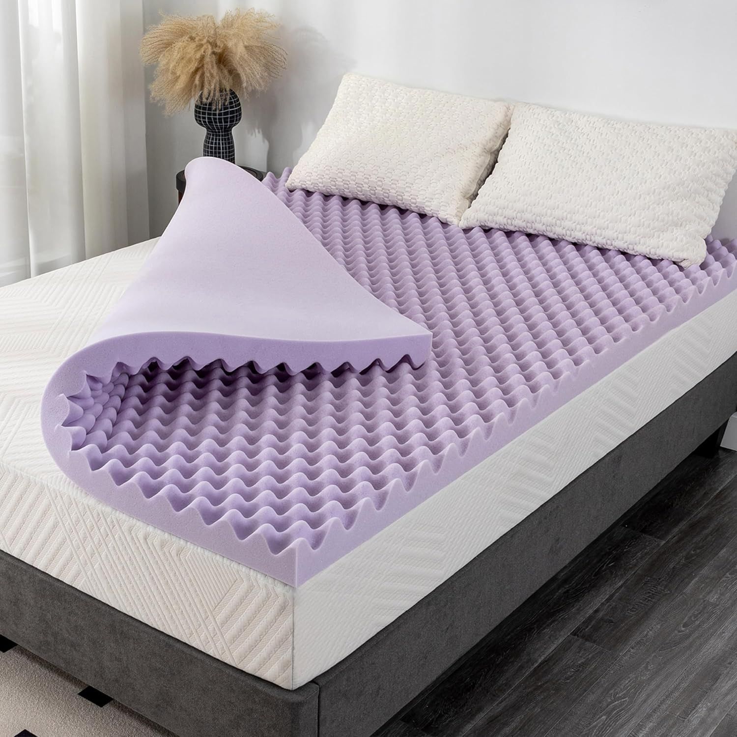 Twin Purple Gel Memory Foam Eggcrate Mattress Topper