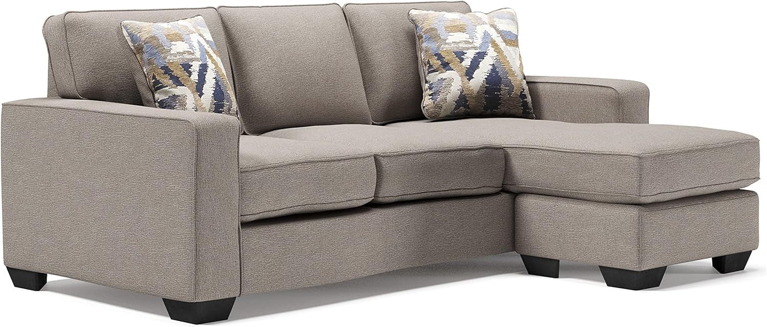 Gray Fabric Stone Sofa Chaise with Removable Cushions