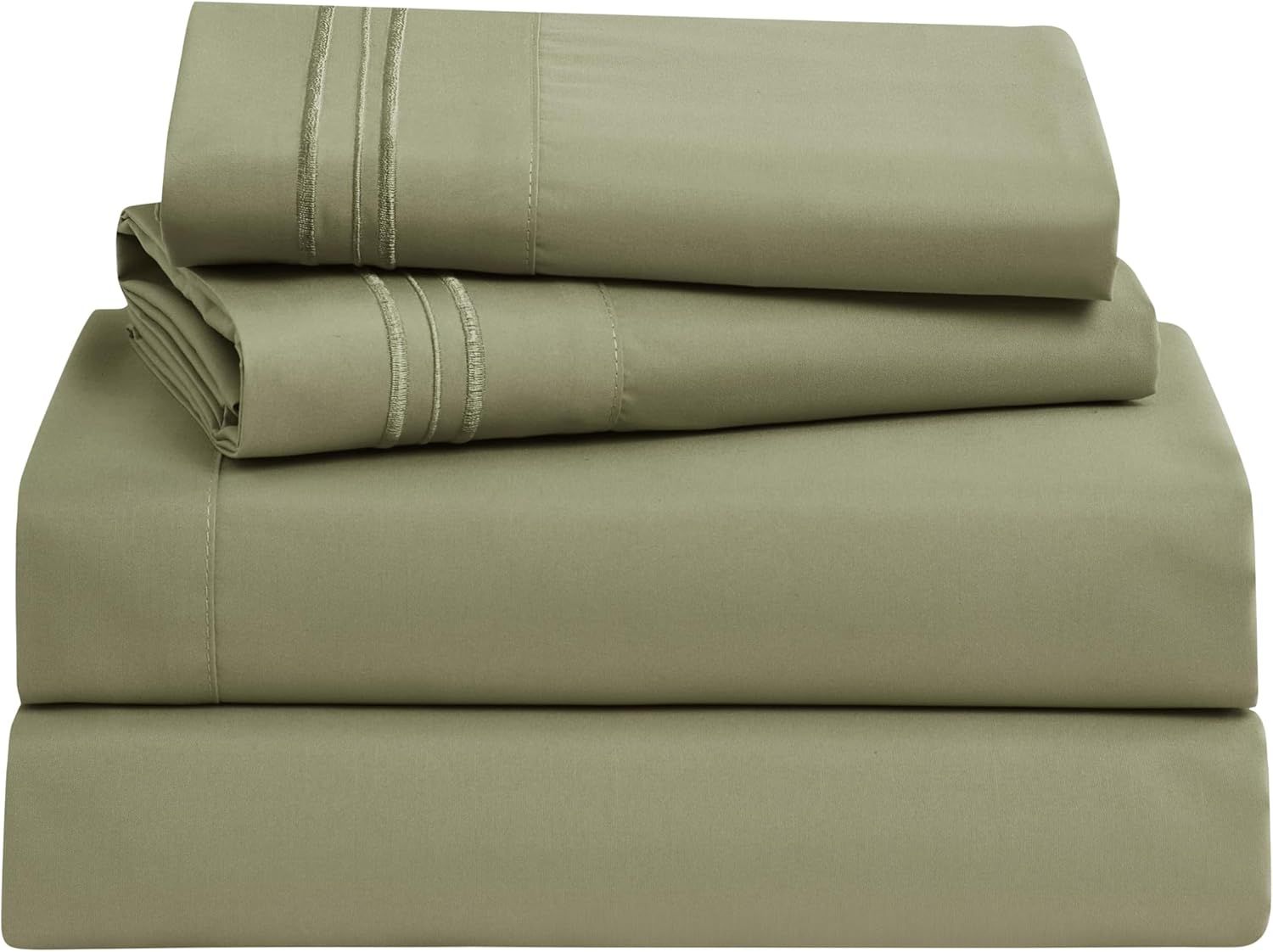 Sage Olive Green King Microfiber 4-Piece Bed Sheet Set