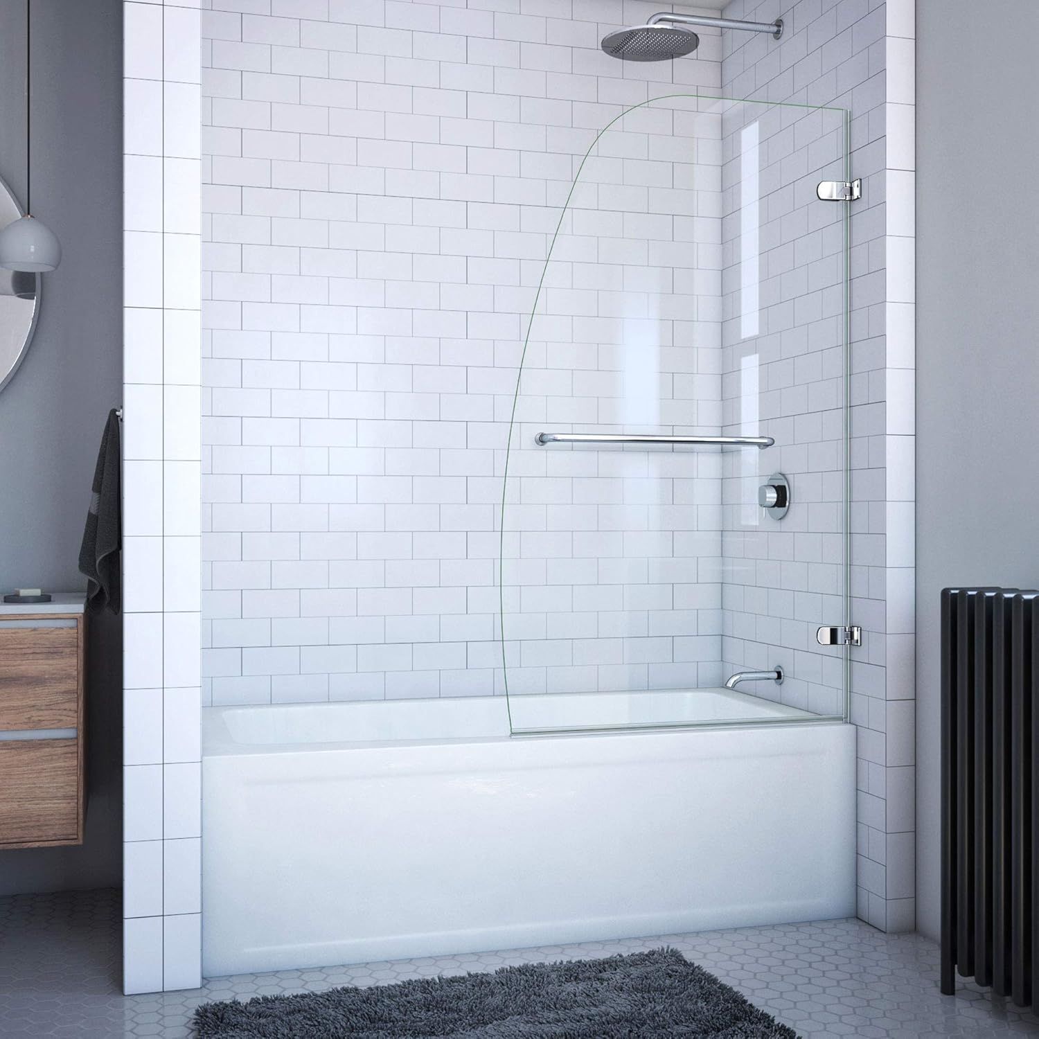 DreamLine 34'' x 58'' Frameless Chrome Hinged Tub Door