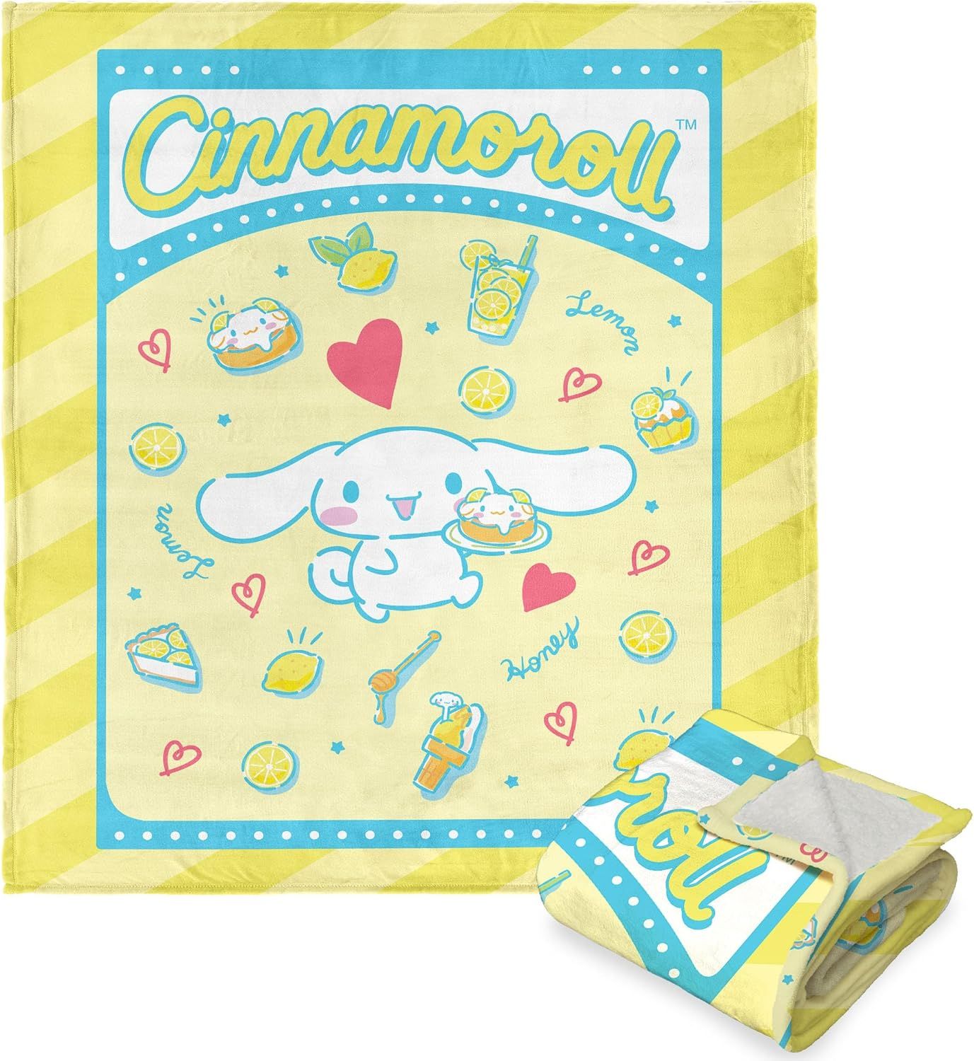 Cinnamoroll Summer Fun Yellow and Blue Sherpa Throw Blanket