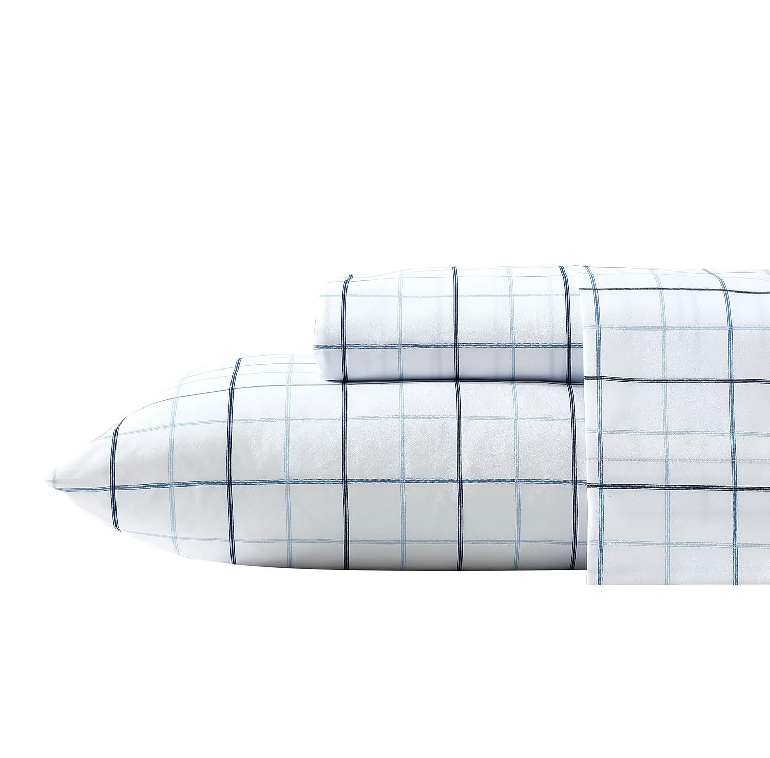 Classic Blue Plaid Microfiber Full Sheet Set