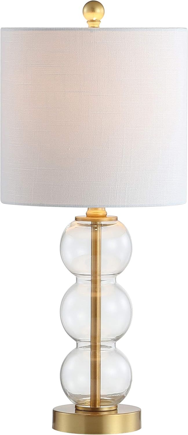 21" Brass Gold and White Glass Table Lamp