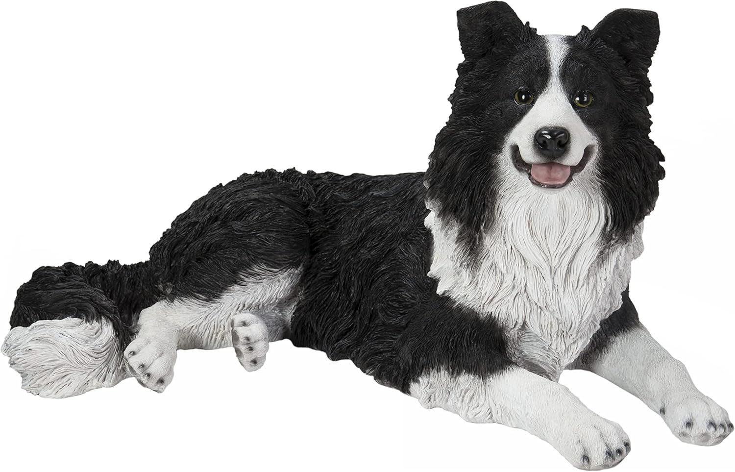 Black and White Resin Border Collie Dog Statue