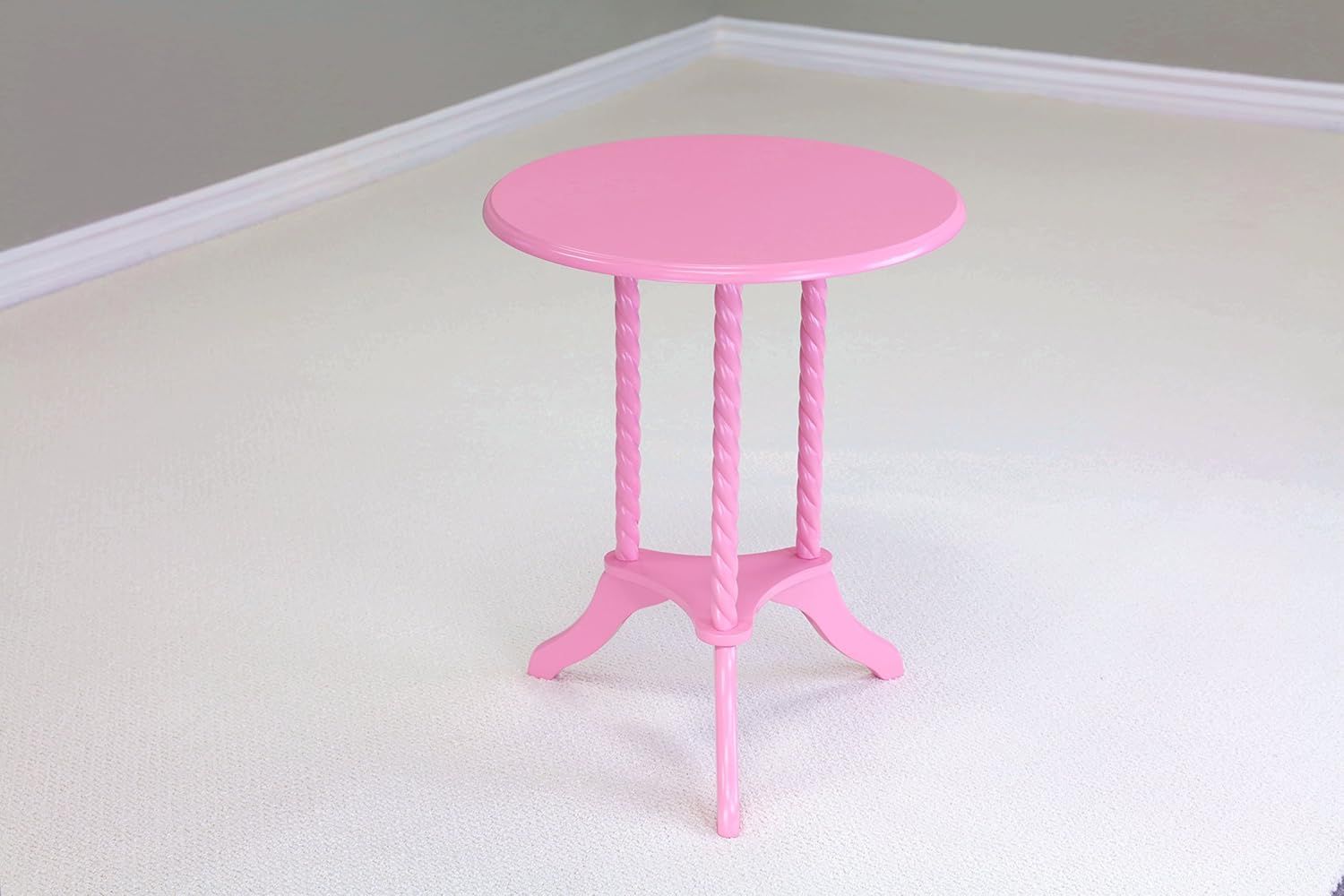 Classic Pink Round Wood Accent Table for Living Room