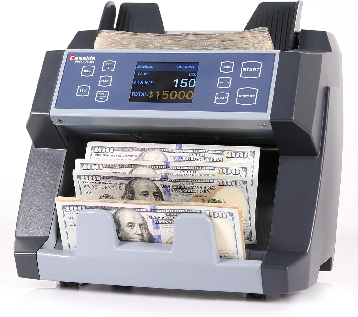 Cassida 6600 UV/MG High-Speed Banknote Counter with LCD Display