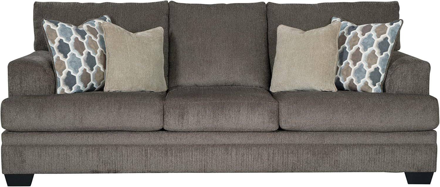 Contemporary 92'' Gray Fabric Queen Sofa with Removable Cushions