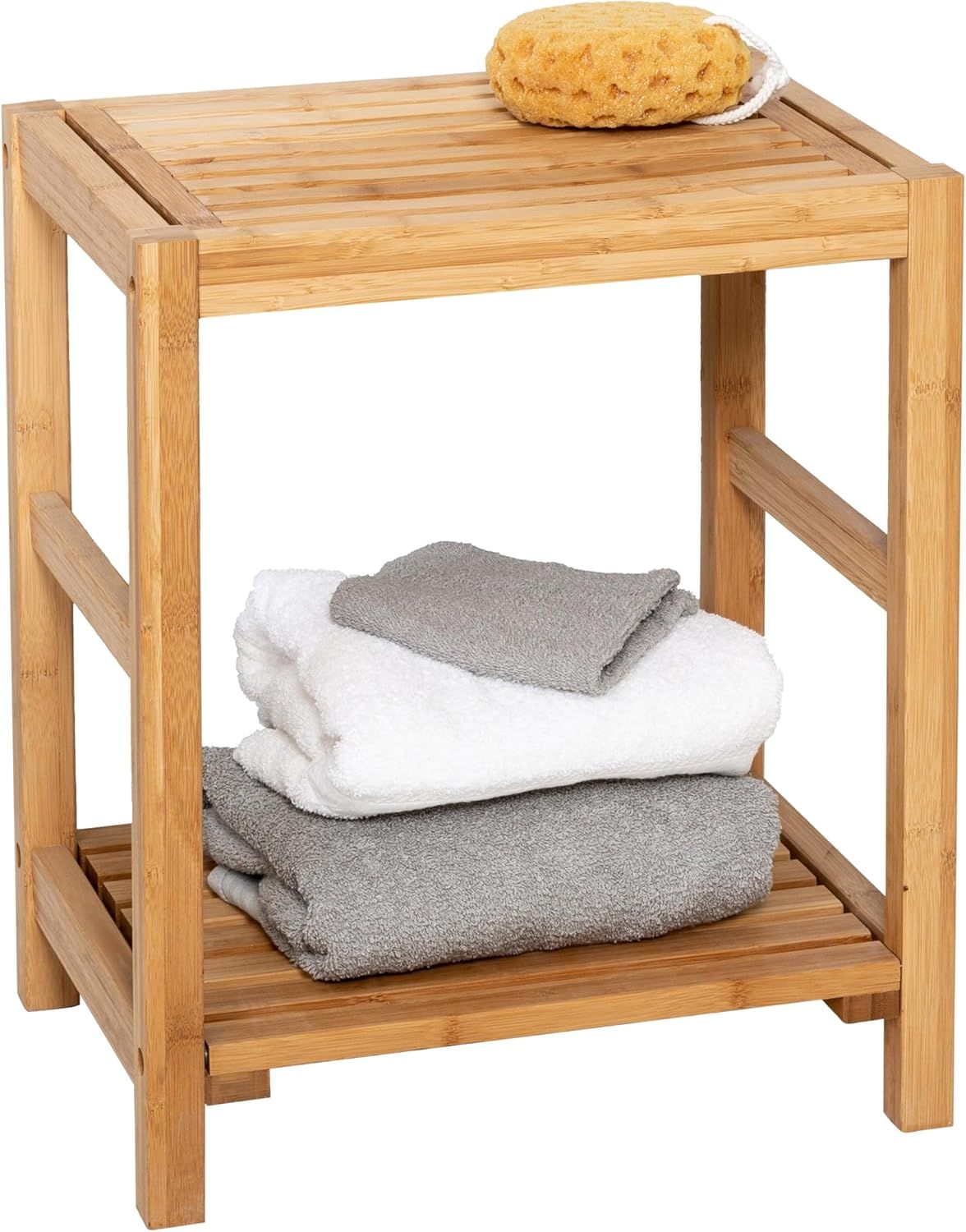 Eco-Friendly Bamboo Spa Bench with Ample Storage - Natural