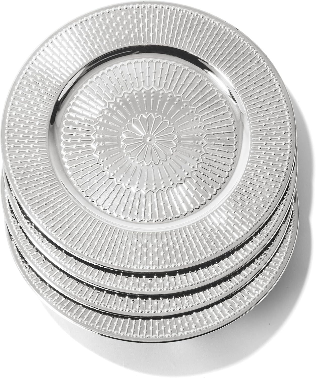 Silver 15'' Melamine Charger Plates Set of 4