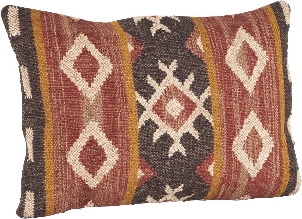 Multicolor Kilim Design Embroidered Rectangular Throw Pillow