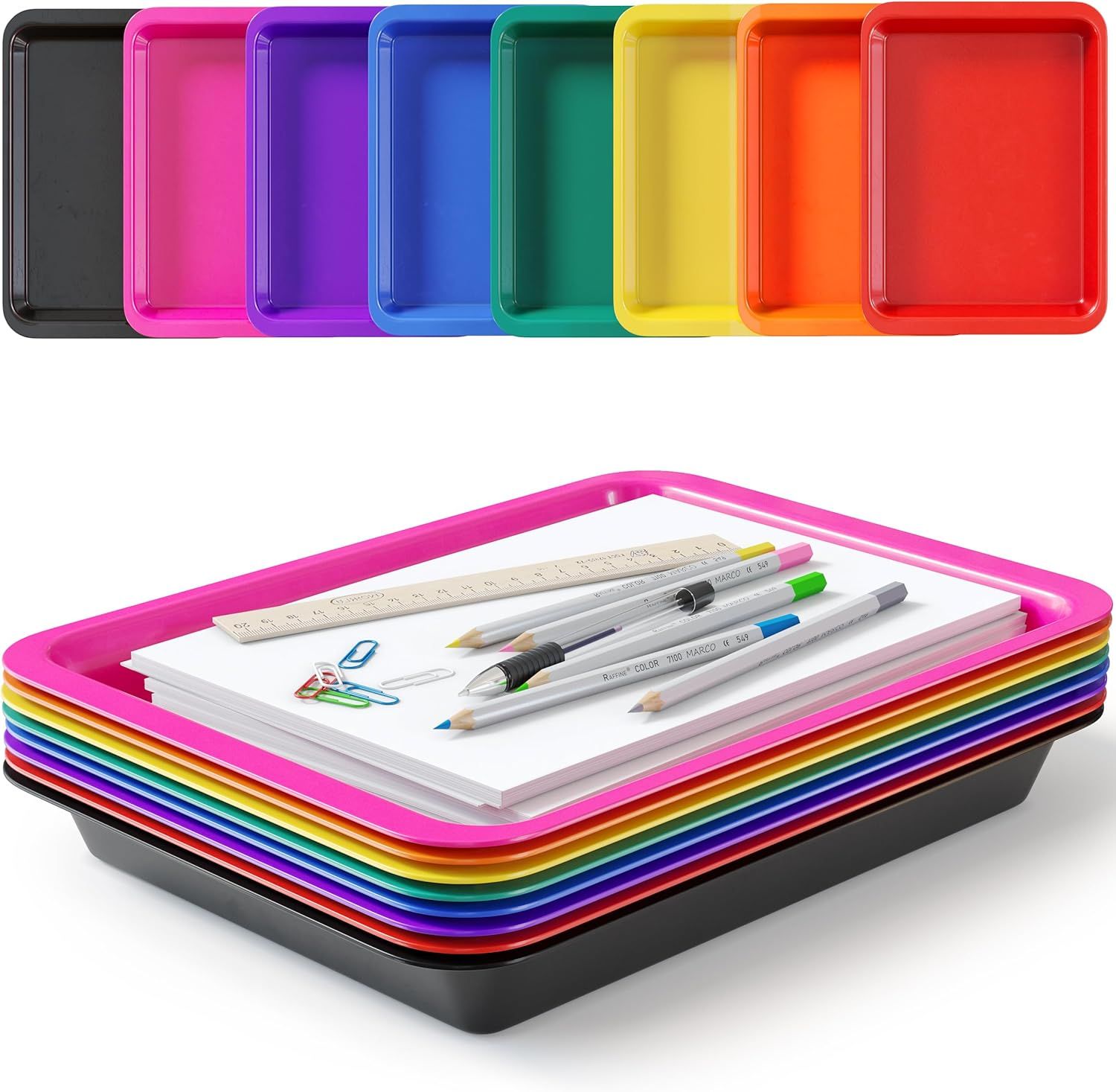 Set of 8 Multicolor Plastic Kids Activity Trays