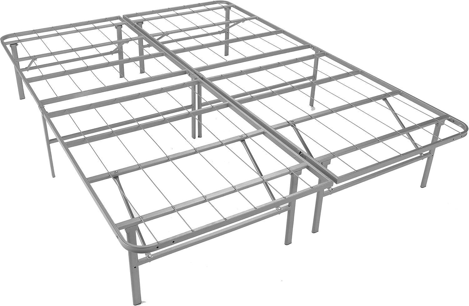 Full Size Silver Metal Platform Bed Frame