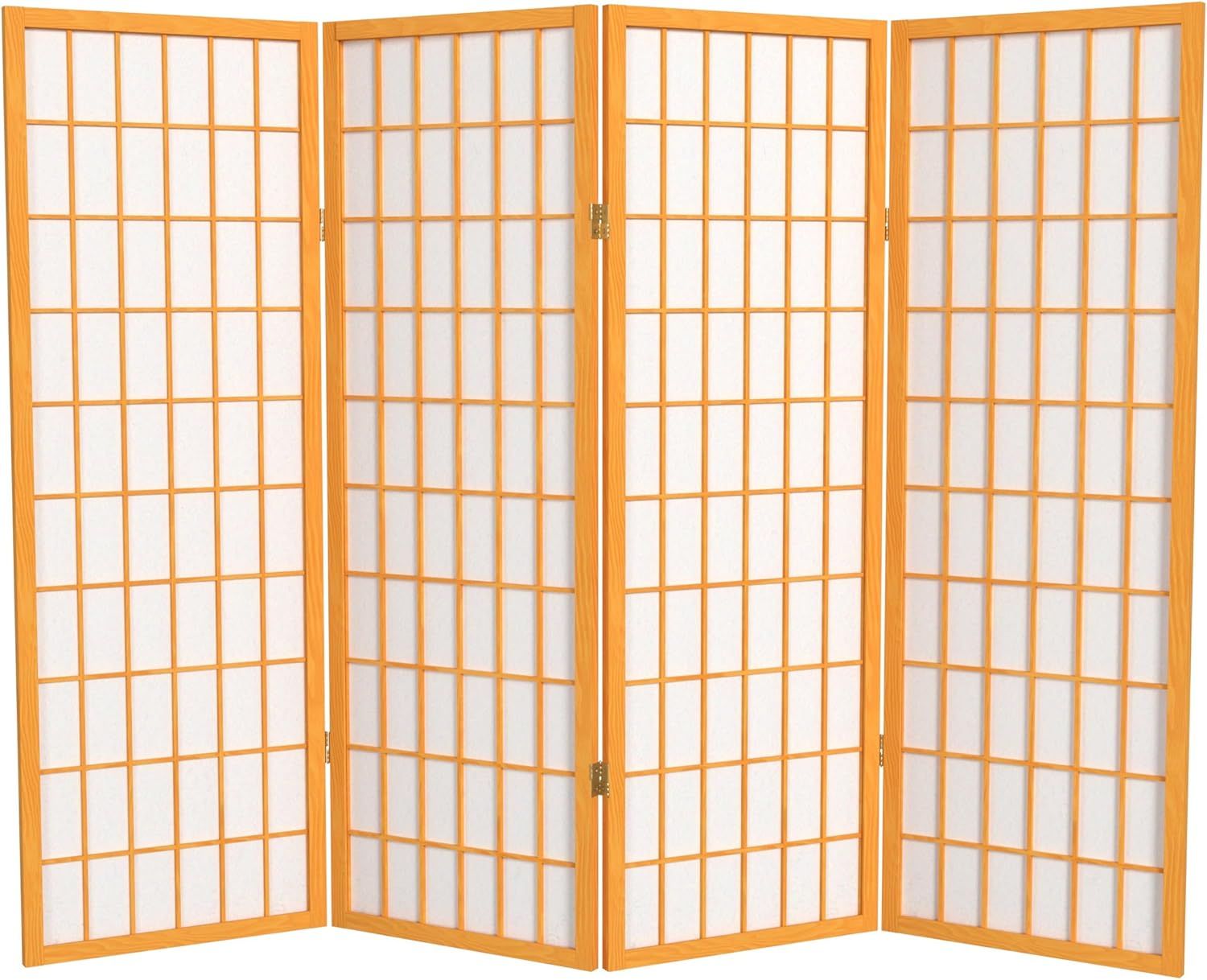 Honey 4-Panel Shoji Folding Room Divider