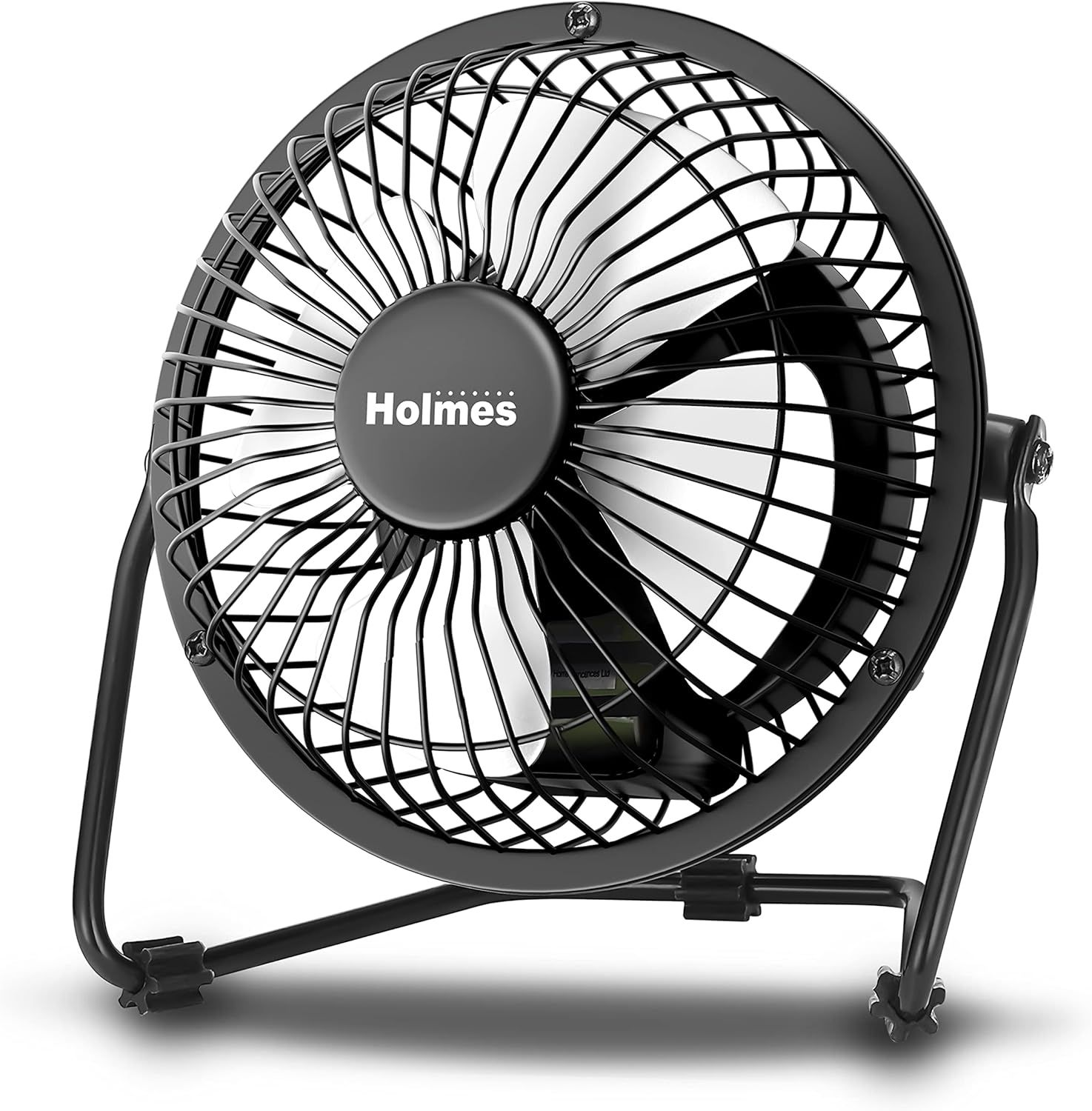 Holmes Black Metal Single Speed Desk Fan with Adjustable Tilt