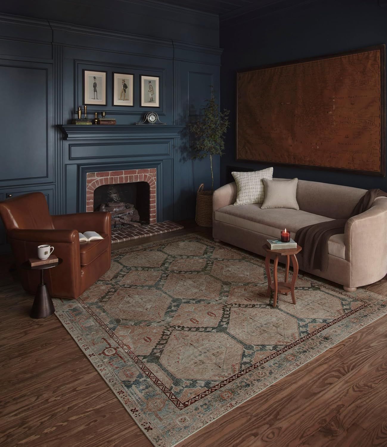 Lenna Denim Sand 2' x 5' Synthetic Accent Rug