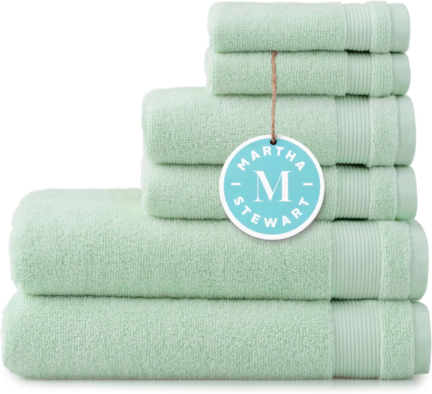 Mint Green 100% Cotton 6-Piece Bath Towel Set