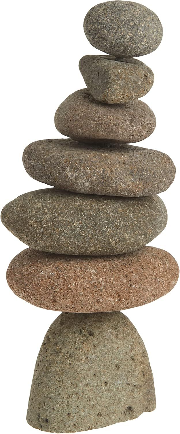 Handmade 11-inch Natural River Stone Garden Cairn