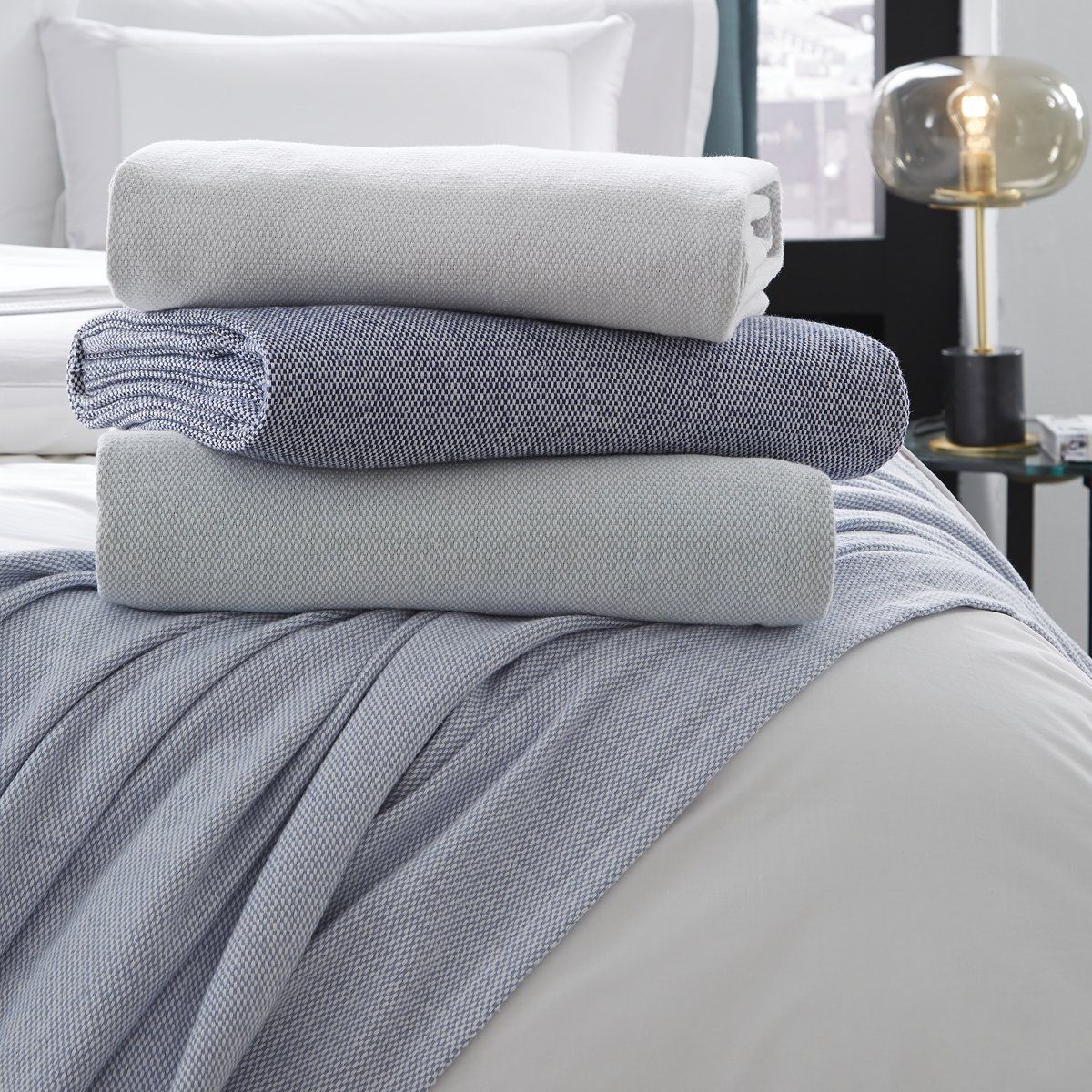 Rustic Gray Cotton Throw with Fringe Detail