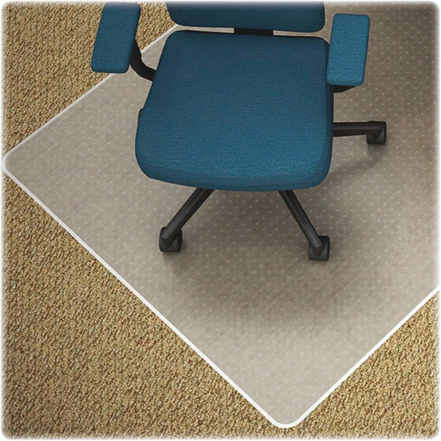 Clear Vinyl Low-Pile Carpet Chair Mat with Studded Bottom