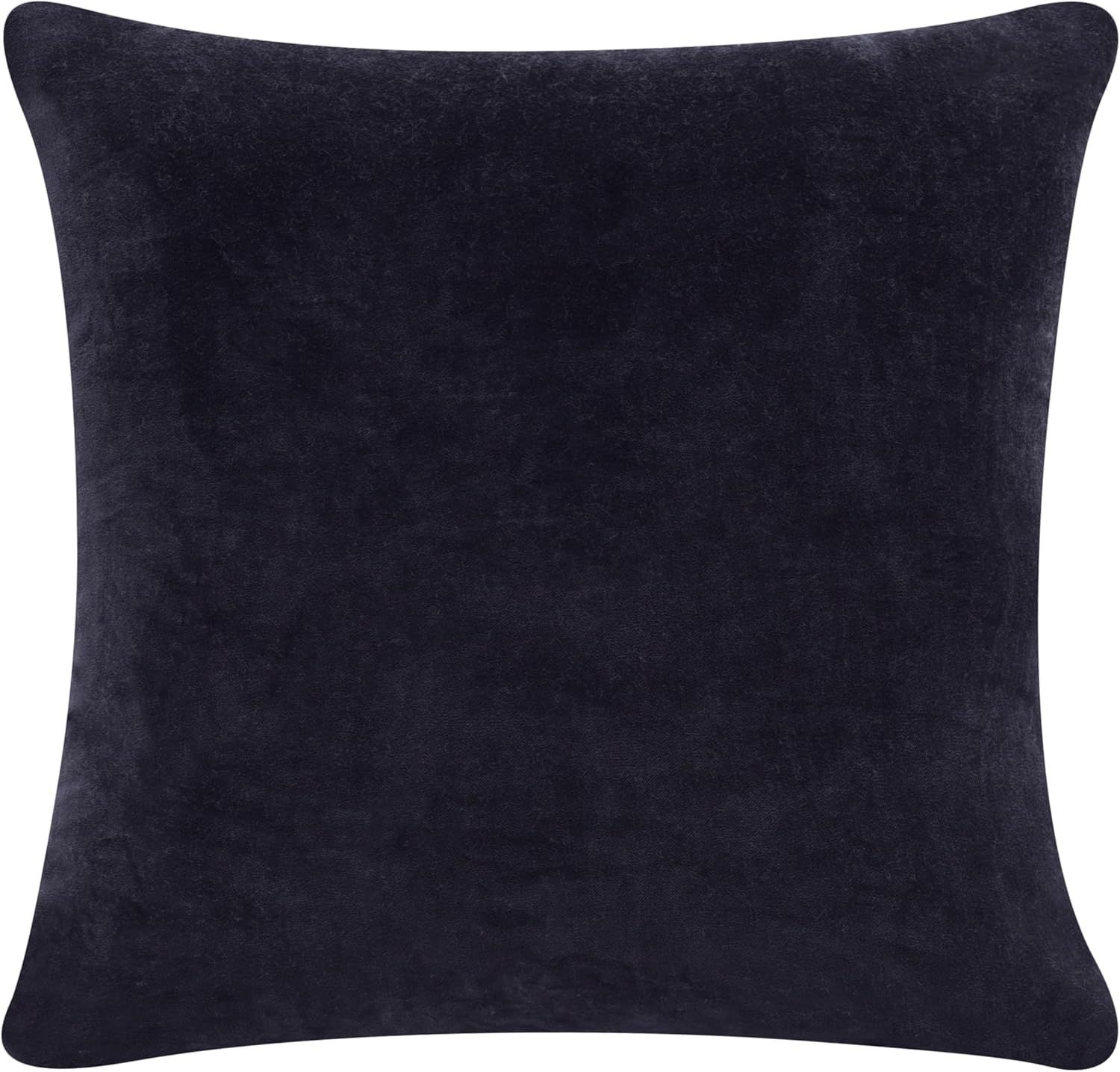 20" Black Cotton Velvet Square Throw Pillow