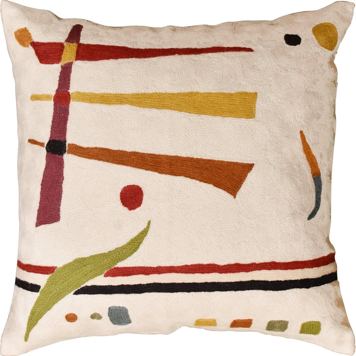 Cream Cotton Embroidered Euro Throw Pillow for Kids