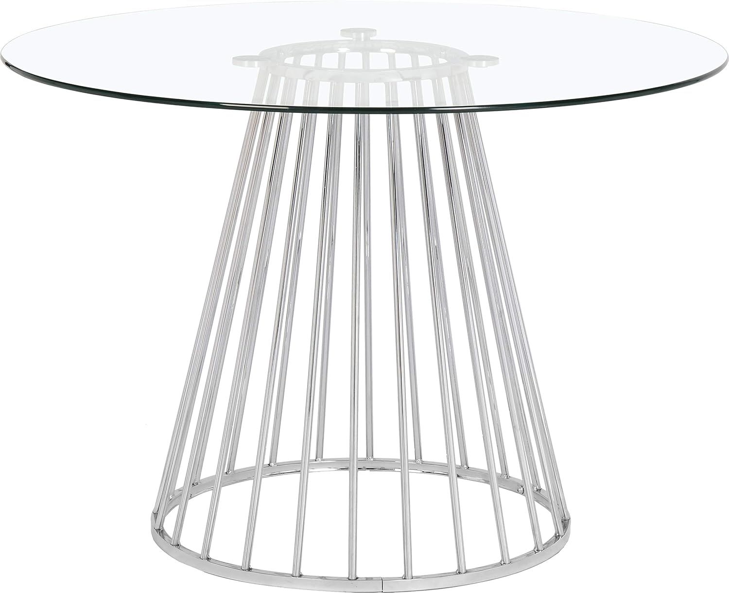 Gio Round Glass and Chrome Contemporary Dining Table