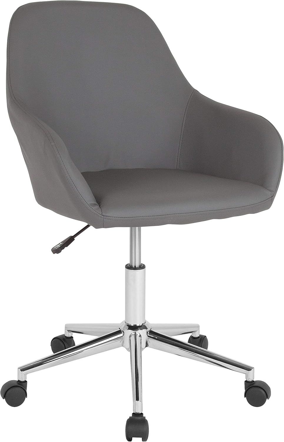 Gray LeatherSoft Mid-Back Task Chair with Chrome Base