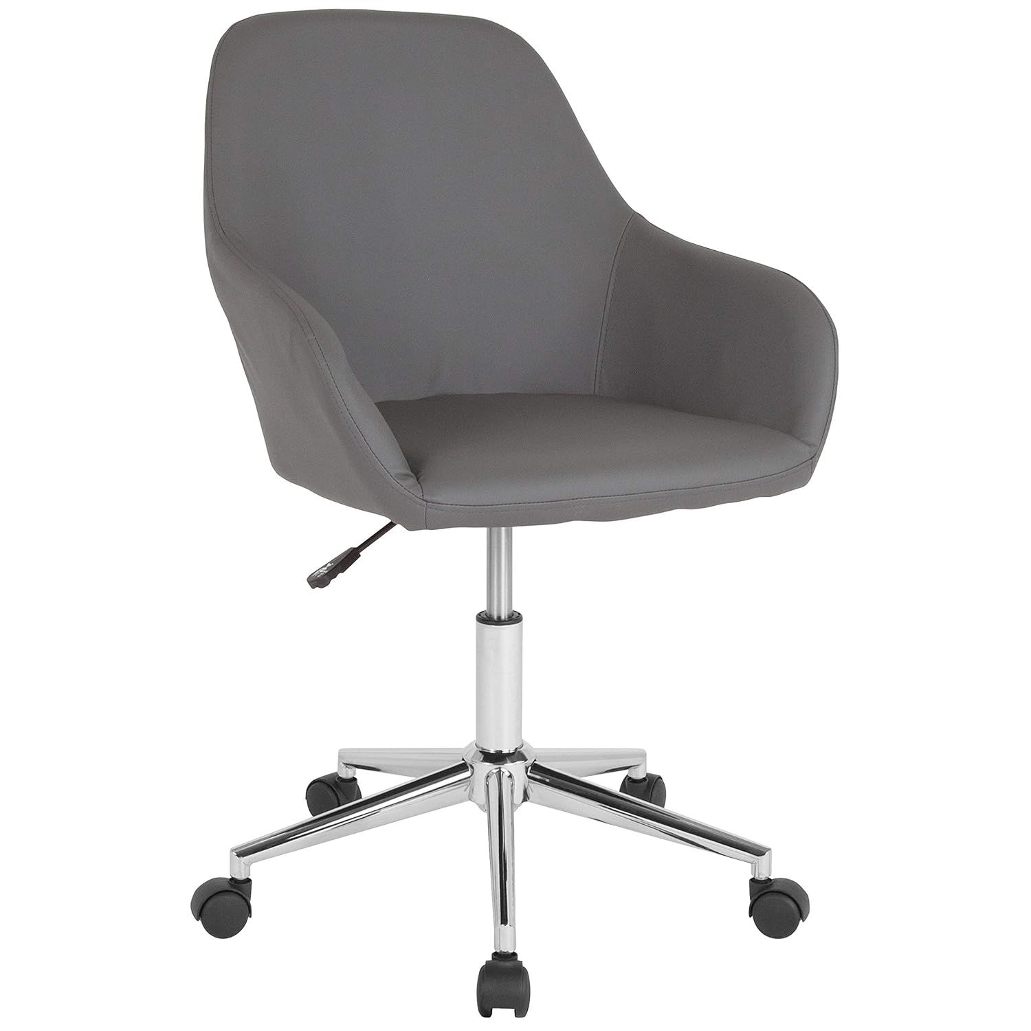 Gray LeatherSoft Mid-Back Task Chair with Chrome Base