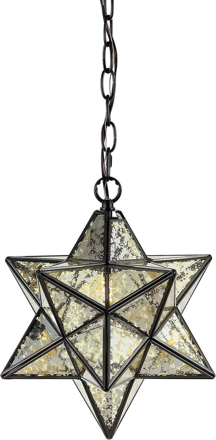 Stella 12" Oil Rubbed Bronze Moravian Star Pendant with Mercury Glass