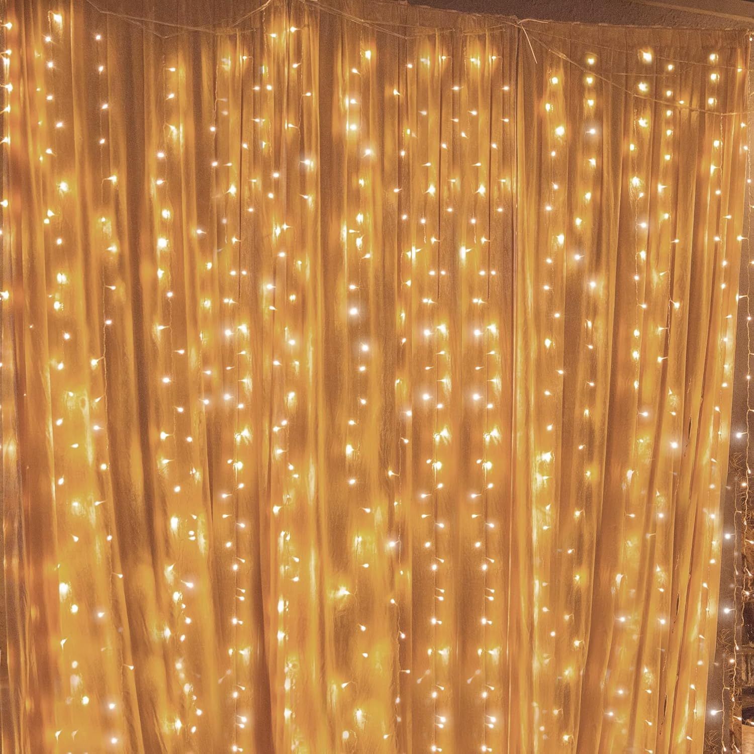 Warm White 300 LED Outdoor Curtain String Lights