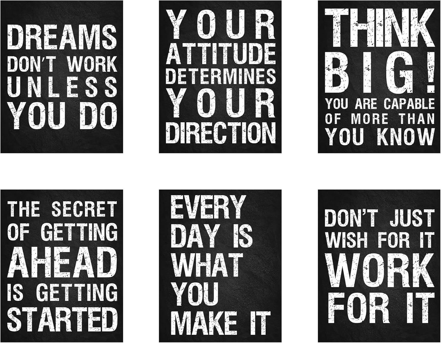 Black and White Motivational Quote Wall Art Set