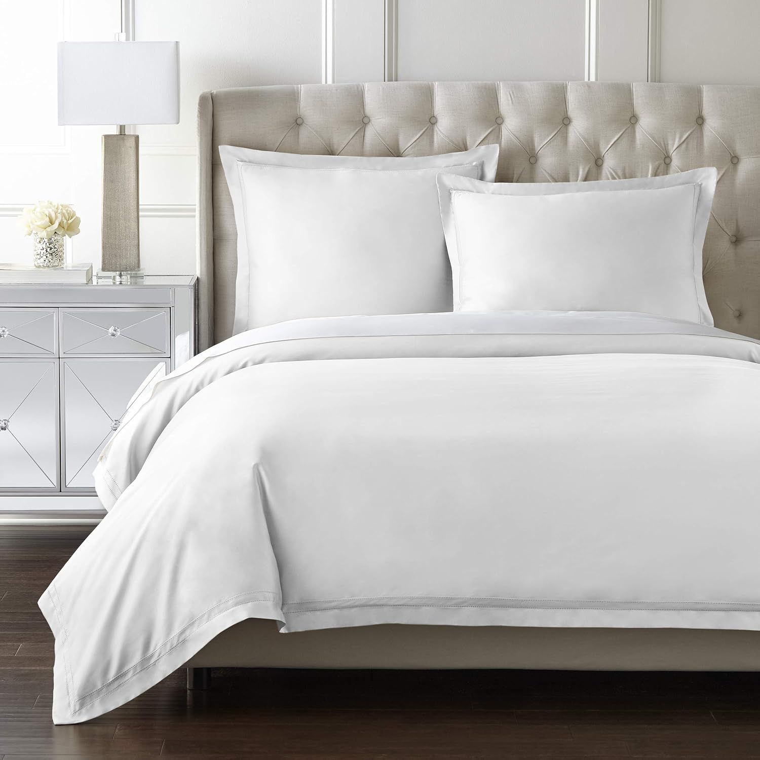 White Queen Cotton Sateen Weave Duvet Cover Set