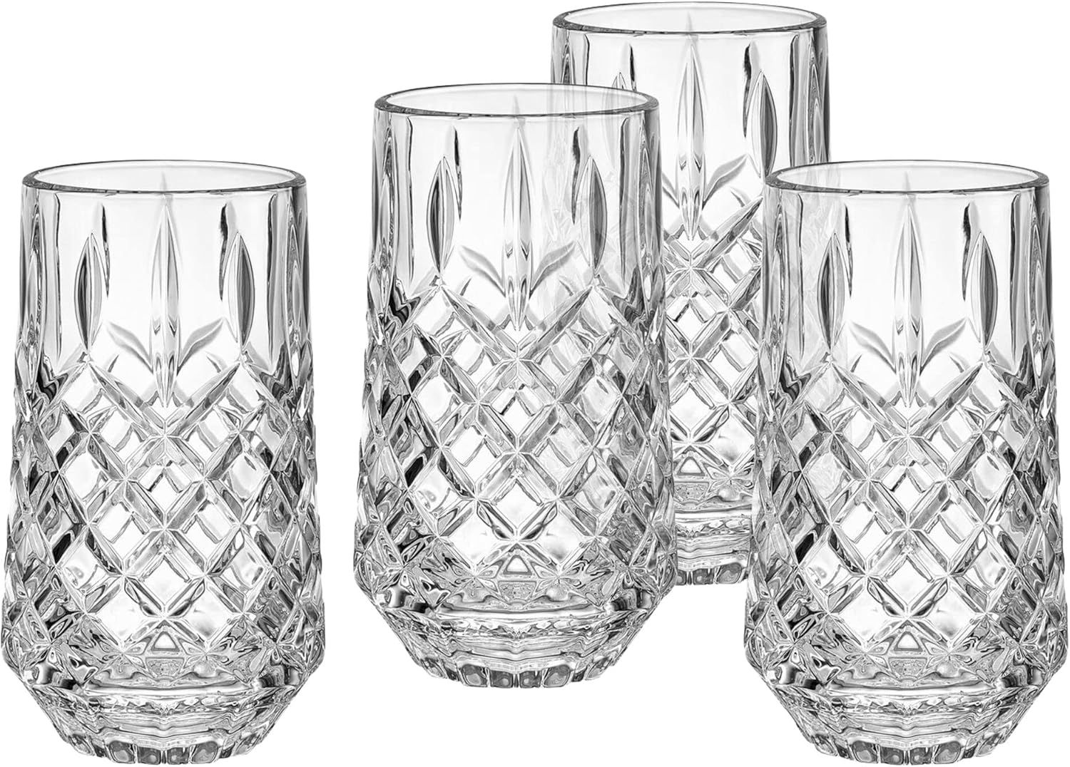 Mikasa Wesley Clear Highball Glass Set with Crisscross Pattern