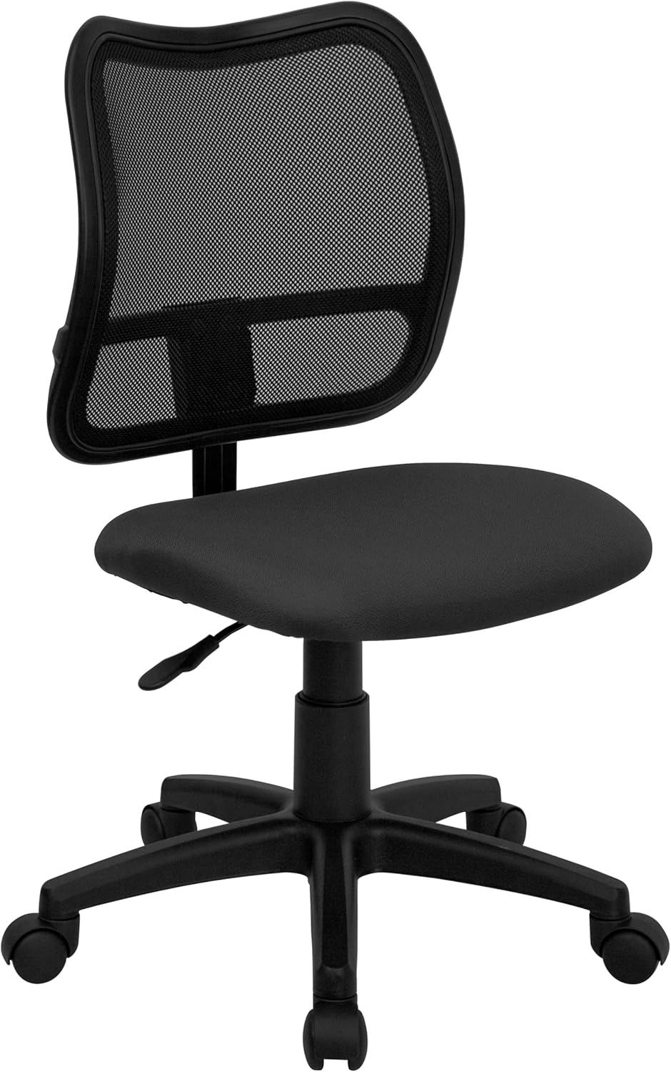 Gray Mesh and Fabric Armless Swivel Task Chair