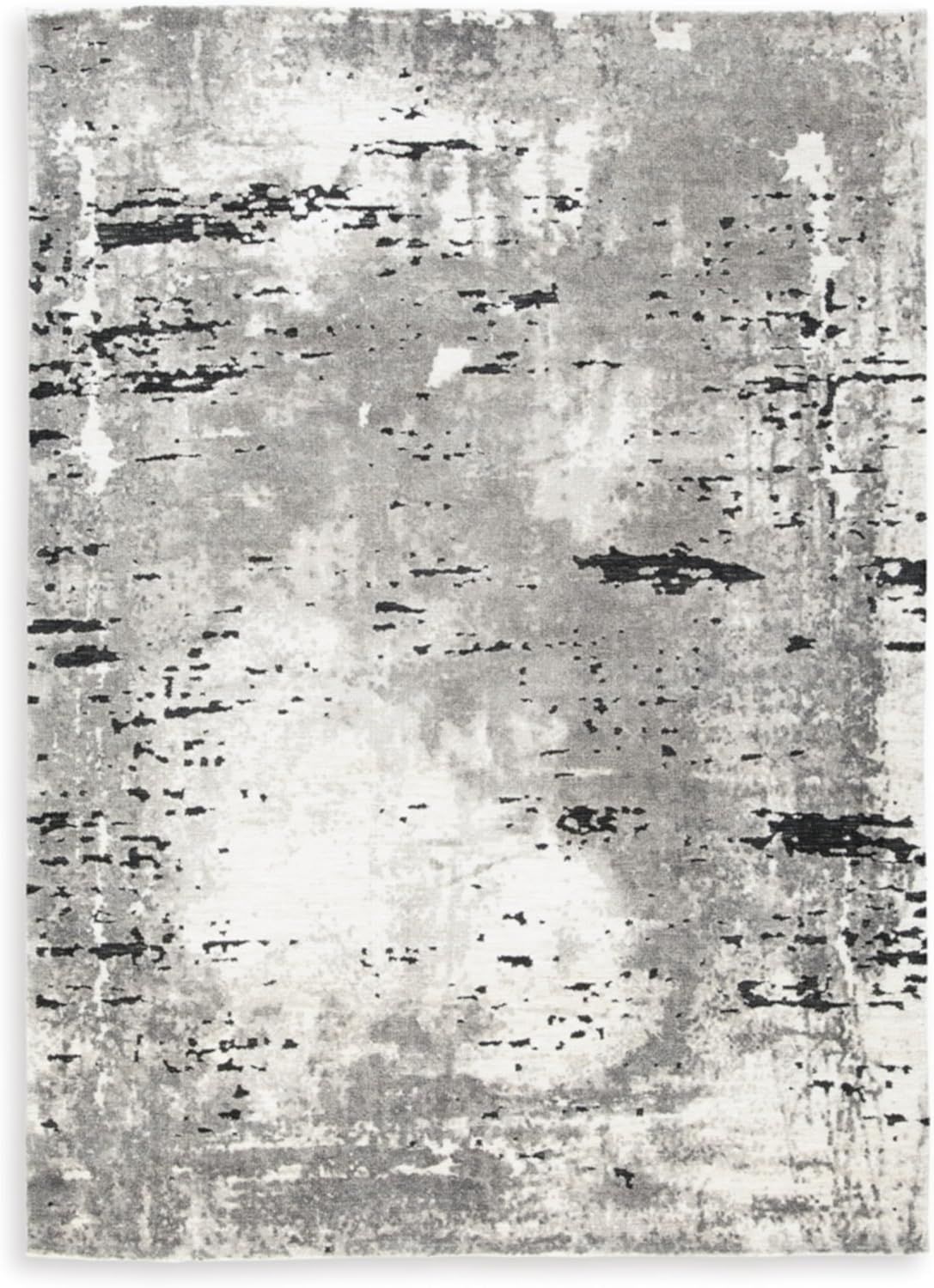 Gray Abstract 8' x 10' Synthetic Area Rug